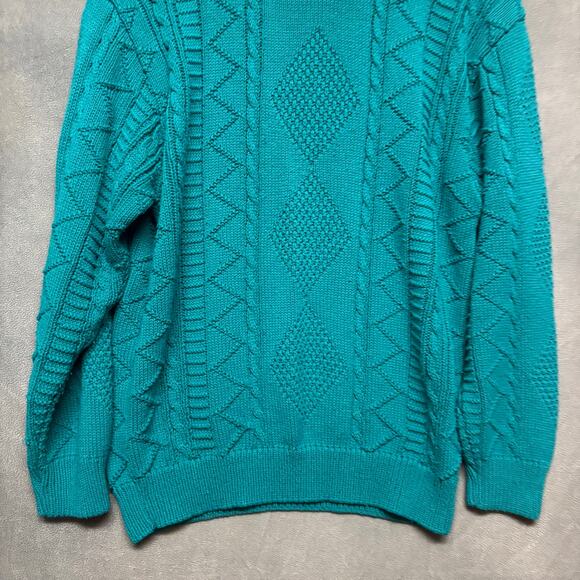 Vintage Alfred Dunner Fisherman Sweater Cable Knit Made in USA Fair Isle Design - Picture 5 of 9
